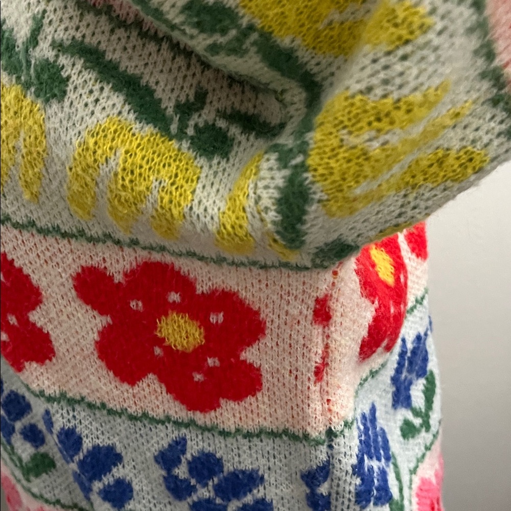 Polagram Floral Knit Sweater Stand Collar Elegant Sweet Pullover - Picture 14 of 17
